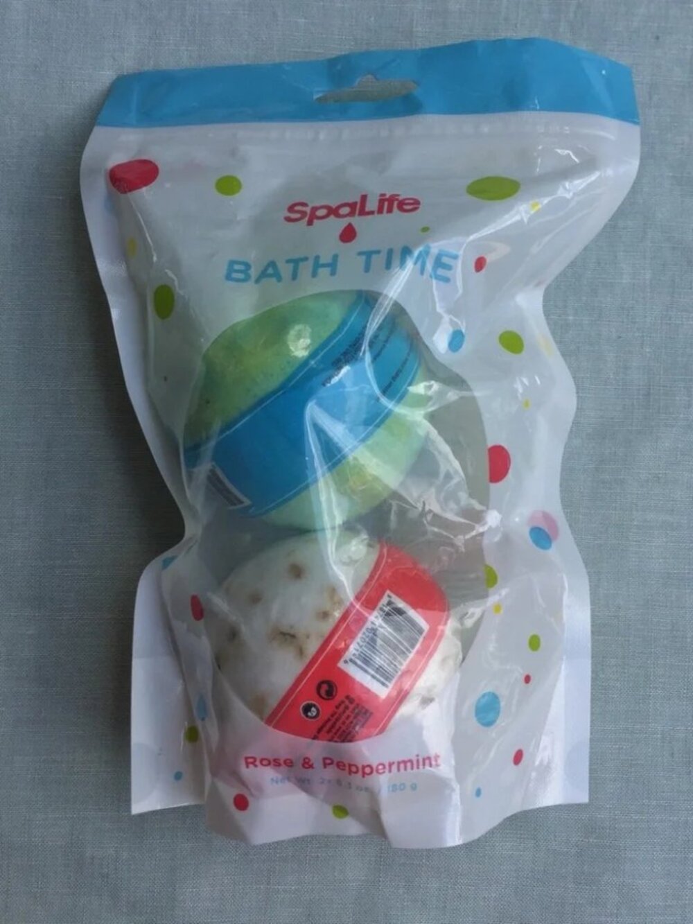 NWT SpaLife set of 2 rose & peppermint fizzing bath bombs